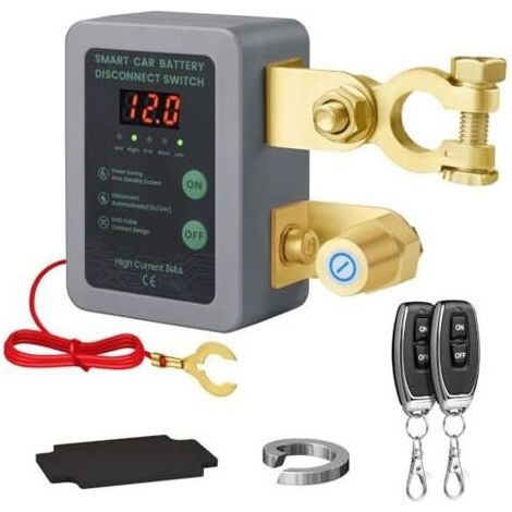Disjoncteur de Batterie Télécommandé Sans Fil, Coupe Circuit Batterie 12V Télécommande, 240 A Interrupteur D'arrêt Automatique avec Affichage LED pour 12V Voiture Camping Car ATV Cami (1/5)