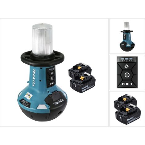 Makita DML 810 G Akku LED Flächenlicht 18 / 36 V ( 2 x 18 V ) 5500 lm IP54 + 2x Akku 6,0 Ah - ohne Ladegerät