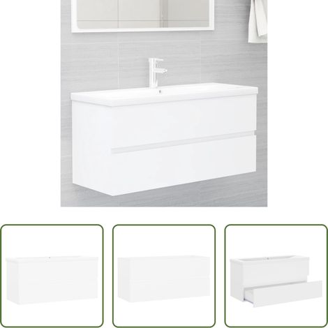 vidaXL Waschbecken - Waschbeckenunterschrank mit Einbaubecken Weiß Holzwerkstoff (1/5)
