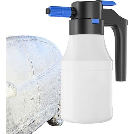 Pulvérisateur de mousse électrique pour voiture - Flacon pulvérisateur - Pistolet à mousse - Pulvérisateur de 1,5 litre - Pulvérisateur pour lavage de voiture - Plastique - Blanc (1/5)