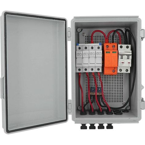 Waterproof photovoltaic junction box 500 V DC, 4 inputs, 15 A fuse, 63 A circuit breaker (1/5)