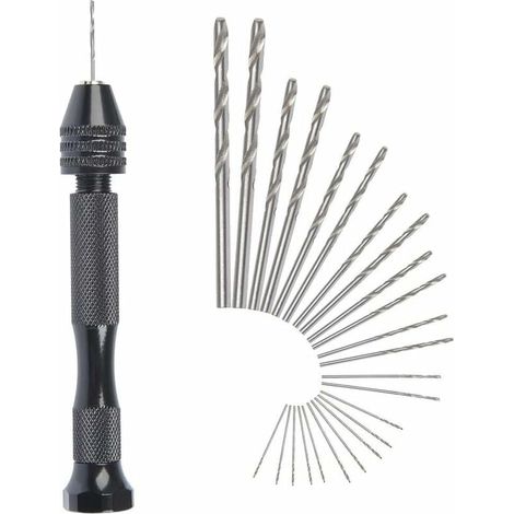 Ahlsen Mini taladro manual taladro helicoidal + 25 micro taladro helicoidal inalámbrico tornillo de aluminio herramientas rotativas taladro helicoidal pirograbado ajustable agujero de cobre de plástic (1/5)
