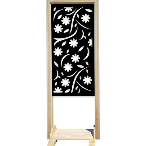 AUTUMN - Paravent modulable - 70x190 cm - en bois et PVC - Couleur : noir