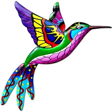 Décoration murale Colibri en métal – Décoration murale en fer forgé – Décoration murale à suspendre – Pour maison, intérieur, extérieur, jardin, cour, patio – 1 pièce, violet