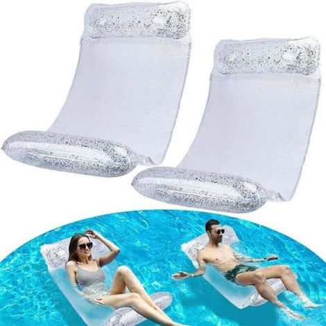 Lot de 2 Hamac pour Piscine. Matelas Gonflable Piscine. 4 en 1 Accessoires de Hamac d'eau.Hamac Flottant Piscine.