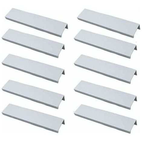 Lot de 10 poignées de meuble invisibles en aluminium brossé – Entraxe 96mm – Résistance à la rouille – Installation facile avec vis fournies (1/5)
