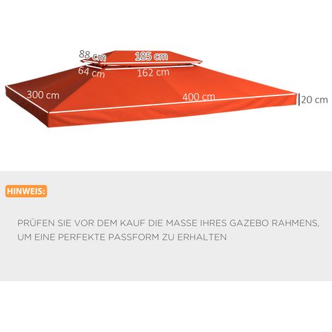 Ersatzdach für Pavillon 3 x 4 m aus Polyester, Doppel-Dach, rostrot OKMYHOME (1/5)
