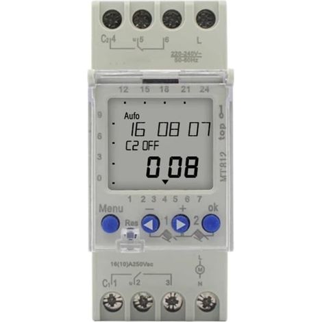 Timer a doppio canale 220V – Programmatore digitale LCD settimanale – Potenza 16A – Per illuminazione e macchinari – Temperatura da -10 a +50 °C – AHC822