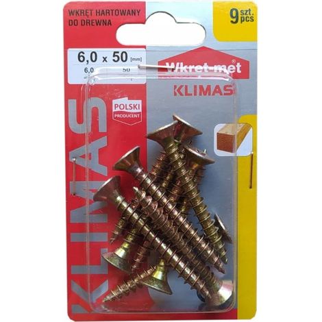 Viti per legno temprate 6x50mm 9pz PZ3 oro