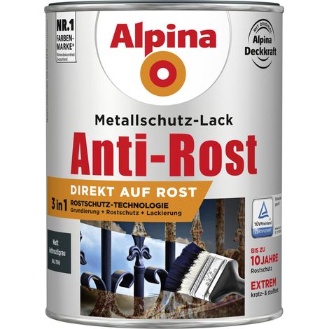 Alpina Metallschutz-Lack Anti-Rost 2,5 l anthrazit matt Metallack Schutzlack (1/3)