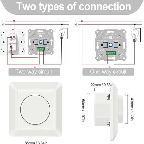 Variateur de Lumiere LED 220V-240V, Interrupteur Variateur LED 5W-200W LED Dimmer for Dimmable LED Lights, Wall Dimmer (Milky) (1/4)