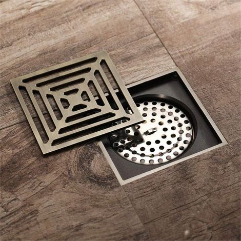Serbia – Siphon de sol carré en cuivre massif 10,2 cm – Drainage efficace pour salle de douche – Résistant aux rayures et à l'eau (1/5)