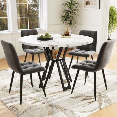 Mesa comedor redonda con 4 sillas multicolor OKMYHOME (1/5)