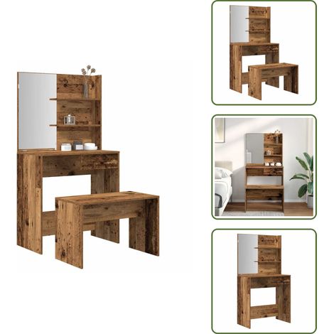 Schminktisch-Set Altholz-Optik Holzwerkstoff - Schminktisch-Set - Schminktisch-Sets - Frisiertisch-Set - Frisiertisch (1/5)