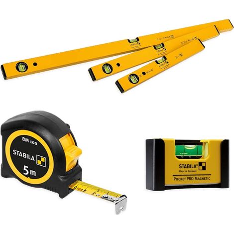 Stabila Classic Set 3-teilig 40/60/100 cm, Bandmaß 5 m, Pocket PRO Magnetic Set