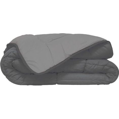 Couette chaude Microfibre 400 gr/m2 CALGARY Acier + Argent 220x240cm (1/4)
