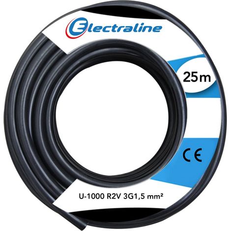 Couronne de Câble U-1000 R2V 3G1,5 25M, Noir (1/5)