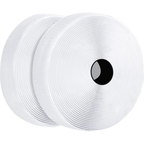 8M Bande Agrippantes Adhésives Rubans Adhésifs Bande Ruban Scratch Autocollant Moustiquaire Hook Loop Rouleau Scratch Autoadhésif pour moustiquaire fenetre, cadres photos Installation, 8m x 2 (Blanc) (1/5)