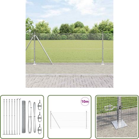 Gartenzaun - Zaunpfosten Silber 10 x 0,8 m (16 x 16 mm Draht) Stahl (1/5)