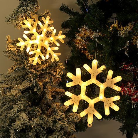 laoa 4er-Pack LED-Weihnachtsschneeflockenlichter, Hängelichter für den Außenbereich, Schneeflockenornamente für drinnen und draußen, Winter-Weihnachtsbaum-Fenster-Tür-Accessoires (lumière chaude) (1/5)
