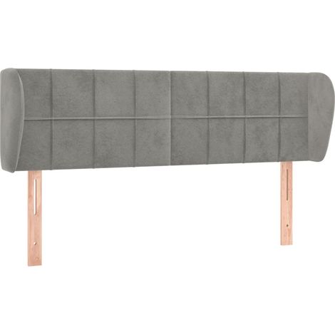 Testiera accessorio letto mobile camera da letto con bordo laterale 147 x 23 x 78/88 cm tessuto velluto grigio chiaro TDL0205231