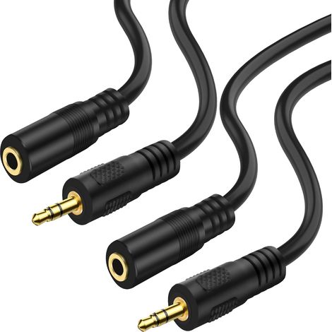 Câble adaptateur audio 2,5 mm vers 3,5 mm - Câble stéréo de rechange - 3 pôles TRS - Fiche 2,5 mm vers prise femelle 3,5 mm - Câble d'extension de casque TRS (1 m, 2 pièces) (1/5)