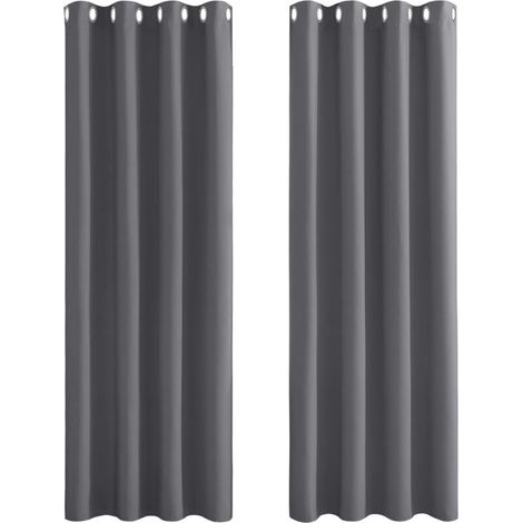 Rideau Occultant - Rideaux Anti Froid Gris Paire Tenture Opaque à Oeillets Isolation Thermique/Lumiere Decoration pour Chambre Maison Salon, 140 x 240 cm, 2 Pièces (1/4)