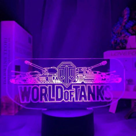 Lampe de chevet LED 3D World of Tanks pour PC - Idée cadeau originale pour enfant (garçon) - Cadeau d'anniversaire ou de Noël