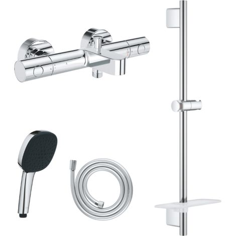 Pack grifería termostática GROHE Precision Get BD + ducha de mano Vitalio Comfort + barra Vitalio Smartactive Quickflix + flexible