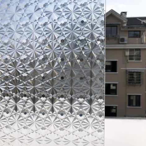 Sollbry Película para ventanas, película decorativa 3D estática, película de privacidad extraíble sin pegamento, vidrio esmerilado retro, película tintada que bloquea el sol para el hogar, la cocina y (1/4)