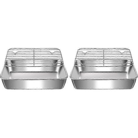 Ensemble de deux moules à pâtisserie/plaques à biscuits en acier inoxydable, non toxiques, durables et faciles à nettoyer. (1/5)