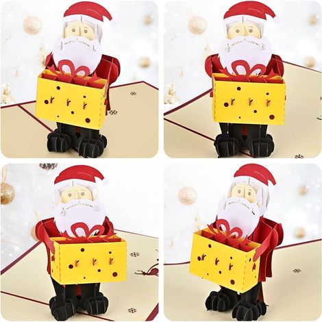 4er-Pack 3D-Weihnachtskarten, Weihnachtskarten mit Umschlag und Pop-up-Effekt (1/5)