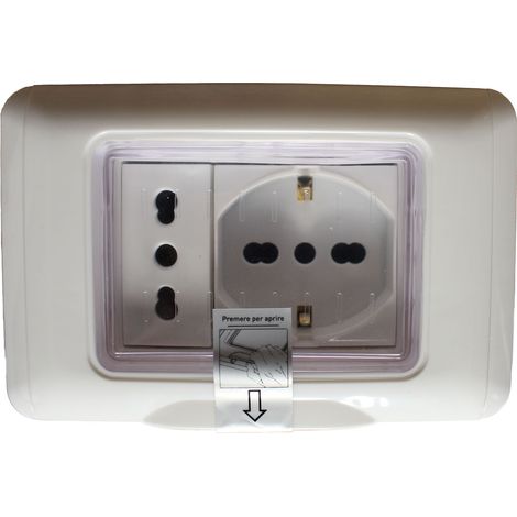 Kit Incasso IP55 Scatola 503 Premontato Presa Schuko + Presa Bipasso 2P+T 10/16A