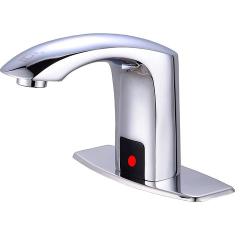 1 Robinet infrarouge, Laiton massif, Mitigeur eau chaude froide, Montage 1 trou, Salle de bain (1/5)