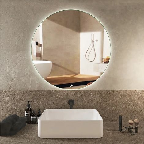 Specchio Led Tondo Ø 80 cm 3 mm Retroilluminato Luce fredda con Sensore Touch-screen Mod. Alcor (1/3)