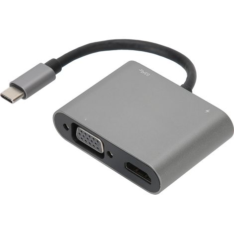 4-in-1 USB-C-zu-PD/HDMI/VGA-Hub-Adapter für Computerzubehör, Silber (1/5)