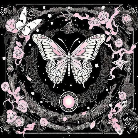 Nappe à motif papillon pour l'astrologie, le tarot et la divination nappe d'autel accessoire pour jeu de société divinatoire 75 x 75 cm (1/5)