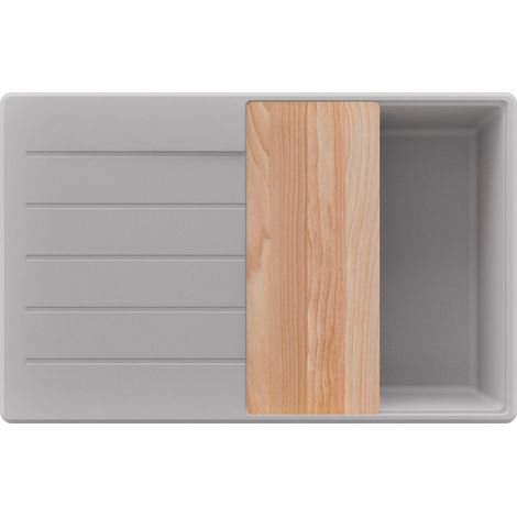 PRIMAGRAN Evier Cuisine en Granit 78x50cm,Lavabo 1 bac + Kit de Vidage + Planche à Découper, Évier à Encastrer au meuble 50cm - Copenhague, Gris