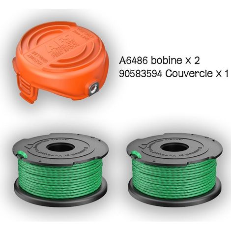 Lot de 2 Bobines Fil Vert Débroussailleuse avec Couvercle Compatible GL7033 GL8033 GL9035 A6482