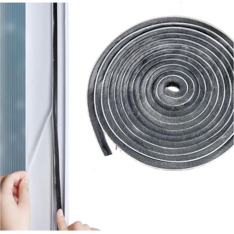 9mm(W) x 5mm(D) x 6M(L) Joint Brosse Gris, Joint Brosse Porte Coulissante, Anti-poussière, Anti-vent, Réduction du Bruit, Joint Pour Fenetre Coulissante Pour Portes, Fenêtres, Matériel (1/5)