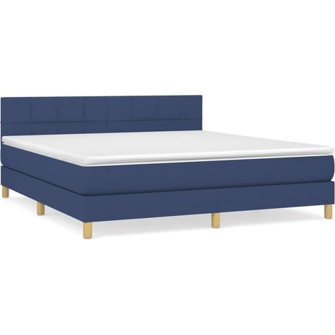Maison Exclusive - Sommier à lattes de lit avec matelas Bleu 160x200 cm Tissu (1/5)