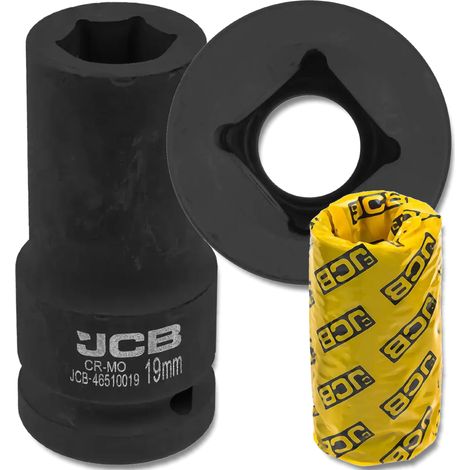 Chiave a bussola a impatto profonda JCB da 3/4" in acciaio Cr-Mo a 6 punte da 19 mm