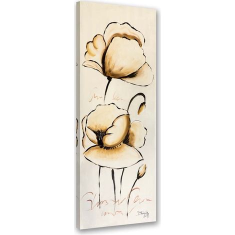 Tableau sur toile Fleurs beiges comme peintes 30x90 (1/5)