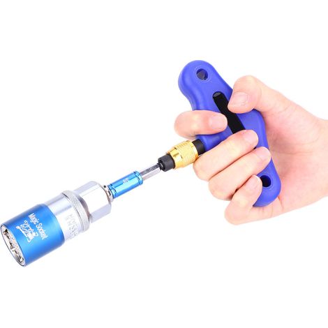 Jeu de 4 douilles universelles 9-21 mm avec adaptateur pour perceuse électrique et embouts doubles (bleu) (1/5)