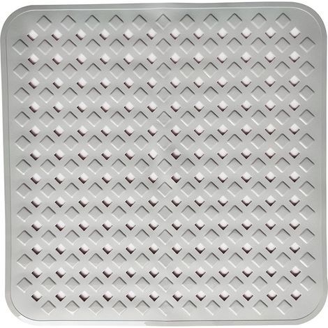 (Gris) Tapis de douche antidérapant pour peaux sensibles 53 x 53 cm, sans BPA, tapis de douche antidérapant anti-moisissure, tapis de sol de salle de bain lavable en machine (1/5)