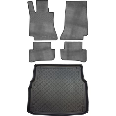 Juego de alfombrillas de goma para coche y maletero para Mercedes Clase C W205 T Estate (5 puertas) desde octubre de 2014.