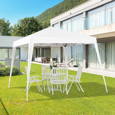 Outsunny Tonnelle de Jardin 3x3m Pop up Tente Pliable Acier Polyester imperméabilisé Anti UV avec Sac de Transport Blanc