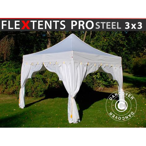 Pop up gazebo FleXtents PRO Steel "Raj" 3x3 m White/Gold (1/2)