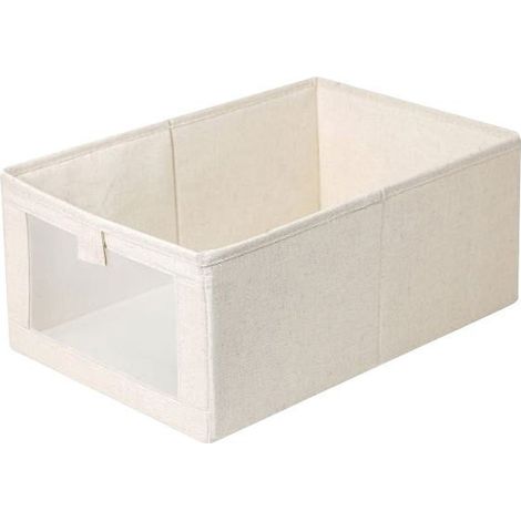 Coffret de rangement 3 pièces avec fenêtre transparente, cube de rangement pliable sans couvercle, boîte de rangement en tissu, sac de rangement, pour vêtements, jouets, livres, outils 40 x 27 x 17cm