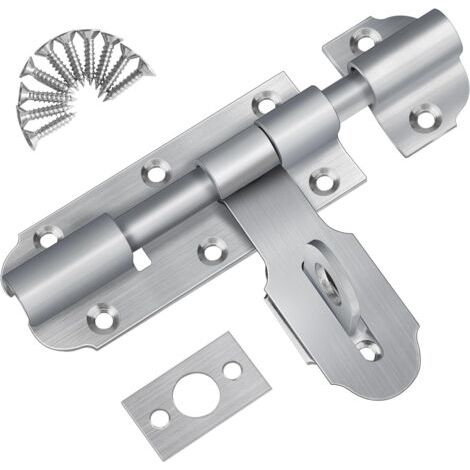 105 mm Edelstahl-Außentürriegel mit Schieberiegel und Vorhängeschloss, für Garagen und Tore, robust (1/5)